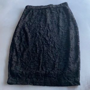Black lace midi skirt